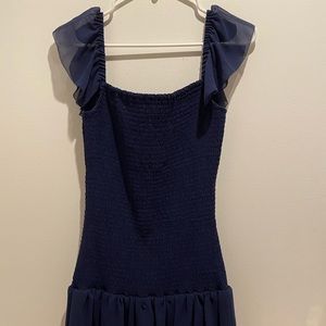 Wilfred navy blue drop waist smock dress